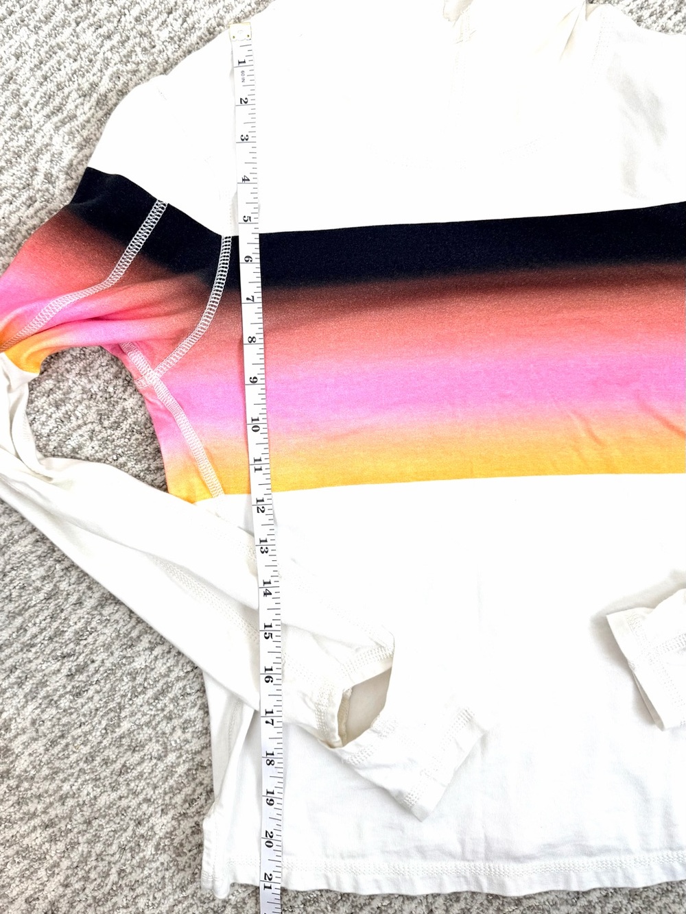 FP Movement by Free People White Hoodie with Ombre Stripe XS Lightweight - Picture 11 of 13